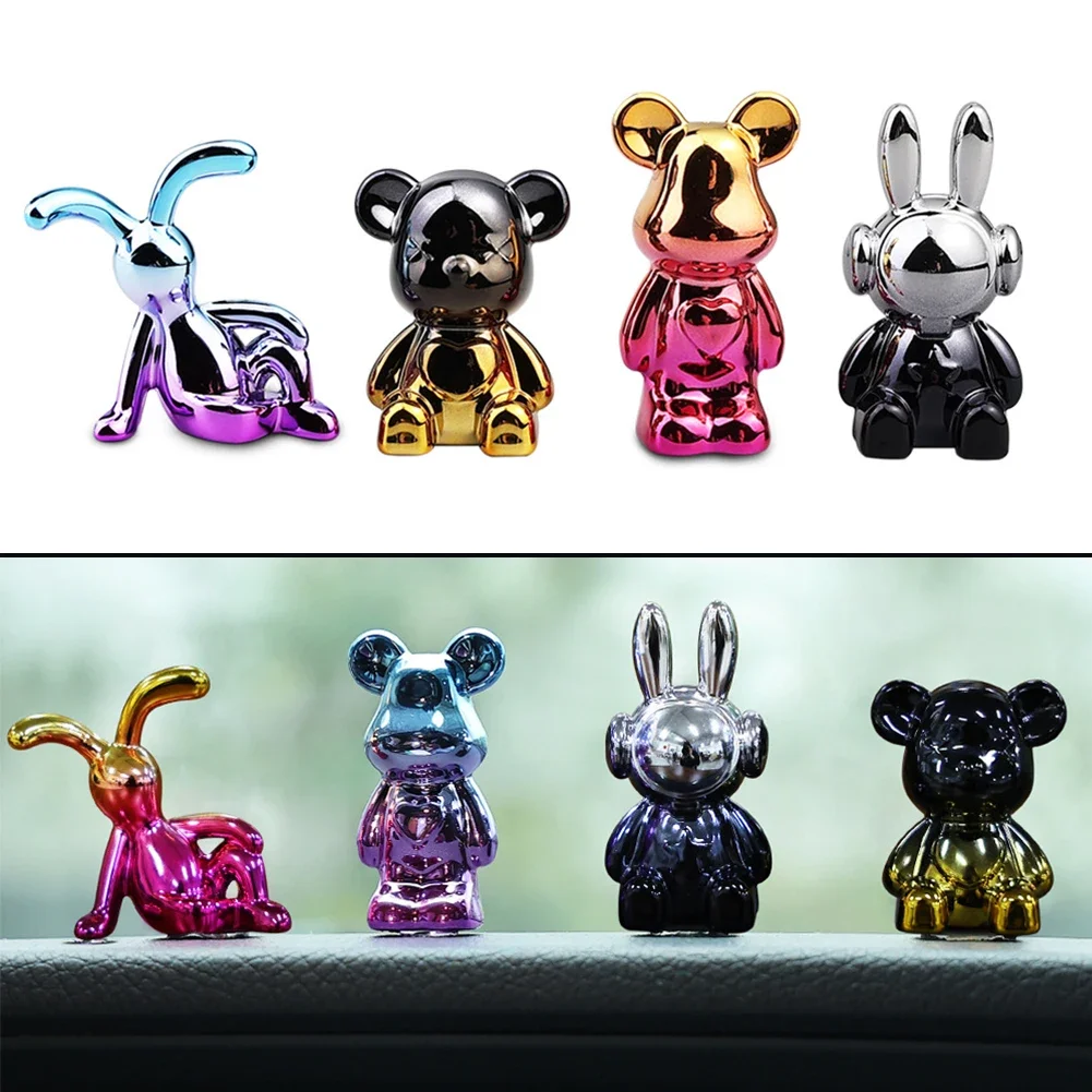 4Pcs Cute Bear Ornaments Car Dashboard Ornaments Center Console Decorations Accessories Office Home Gifts Auto Decor Ornaments thumbnail 4