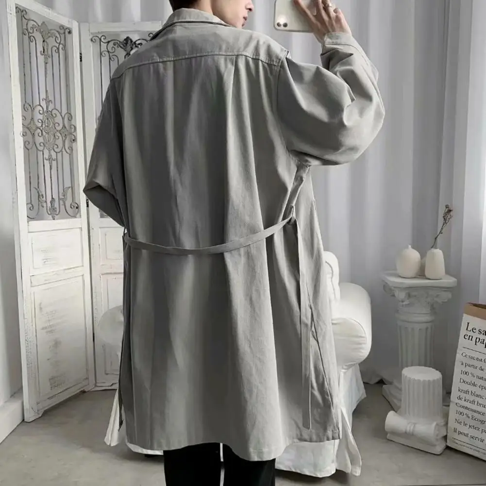 Korean Style Spring Trench Coat Button-breasted Men Coat Male Windbreaker Trenchcoat Men Business Casual Loose Long Overcoat thumbnail 5