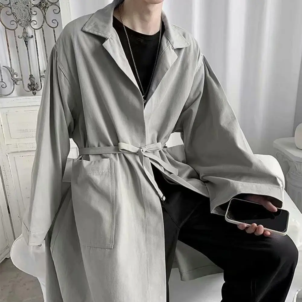 Korean Style Spring Trench Coat Button-breasted Men Coat Male Windbreaker Trenchcoat Men Business Casual Loose Long Overcoat thumbnail 4