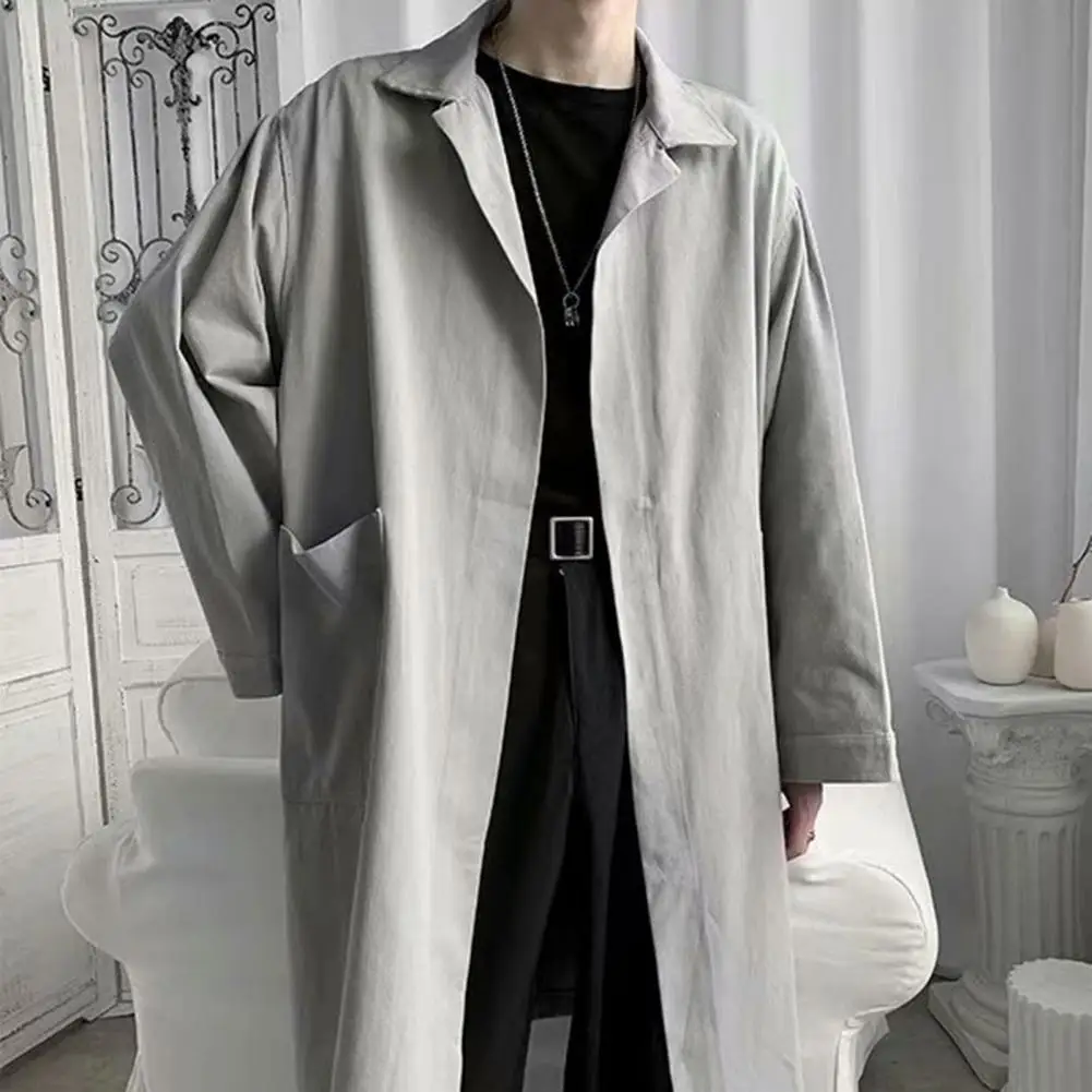 Korean Style Spring Trench Coat Button-breasted Men Coat Male Windbreaker Trenchcoat Men Business Casual Loose Long Overcoat thumbnail 3