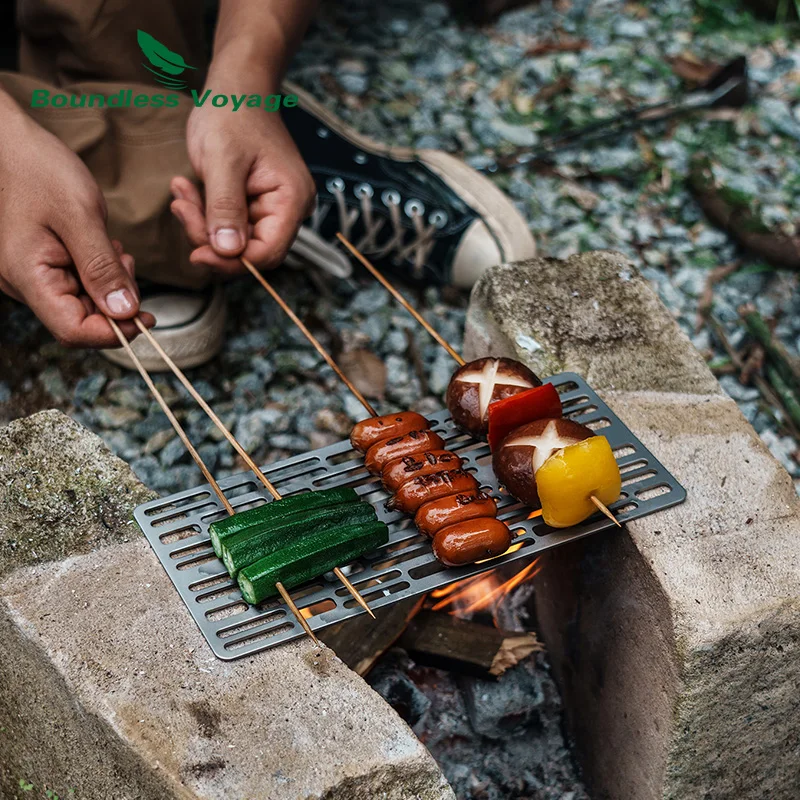 Boundeless Voyage Outdoor Camping Titanium Charcoal BBQ Grill Plate Heavy Duty Dining Cooking Roasting Kitchen Utensils Ti2021C thumbnail 5