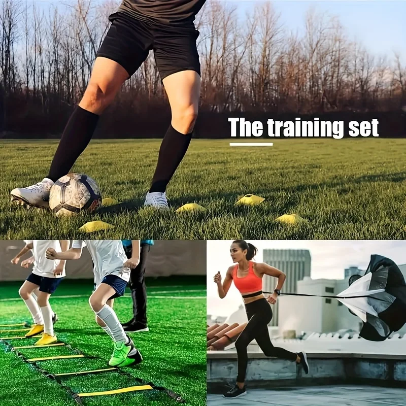 1 Set Soccer Training Agility Ladder Set, Logo Disks, Resistance Umbrella, Spikes, Obstacles Speed Awareness Training thumbnail 6