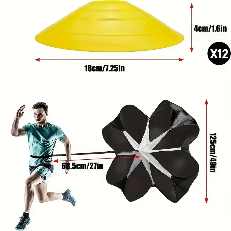 1 Set Soccer Training Agility Ladder Set, Logo Disks, Resistance Umbrella, Spikes, Obstacles Speed Awareness Training thumbnail 2