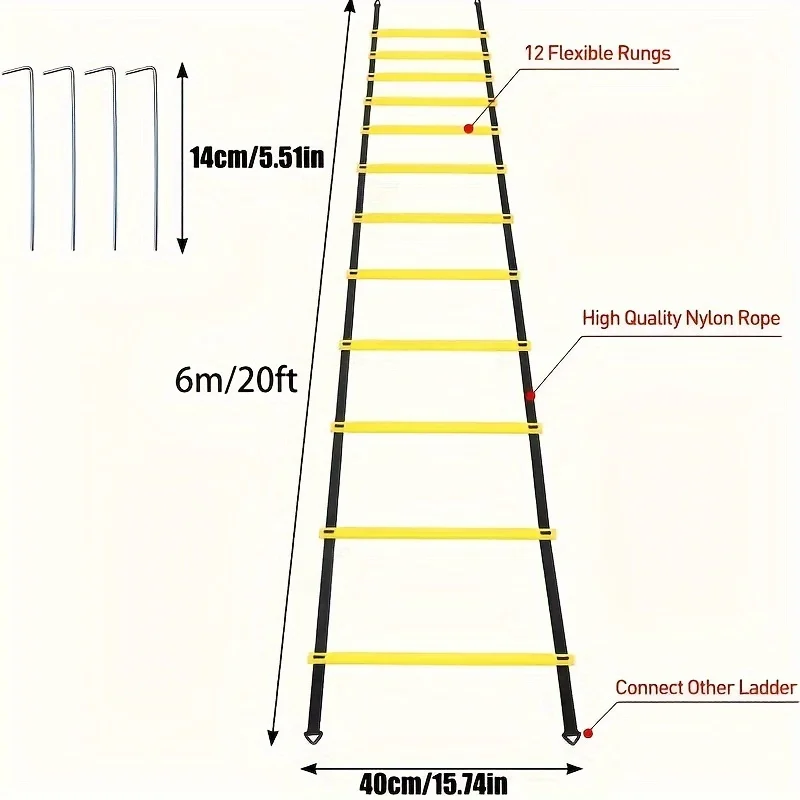 1 Set Soccer Training Agility Ladder Set, Logo Disks, Resistance Umbrella, Spikes, Obstacles Speed Awareness Training thumbnail 3