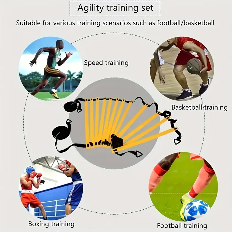 1 Set Soccer Training Agility Ladder Set, Logo Disks, Resistance Umbrella, Spikes, Obstacles Speed Awareness Training thumbnail 4