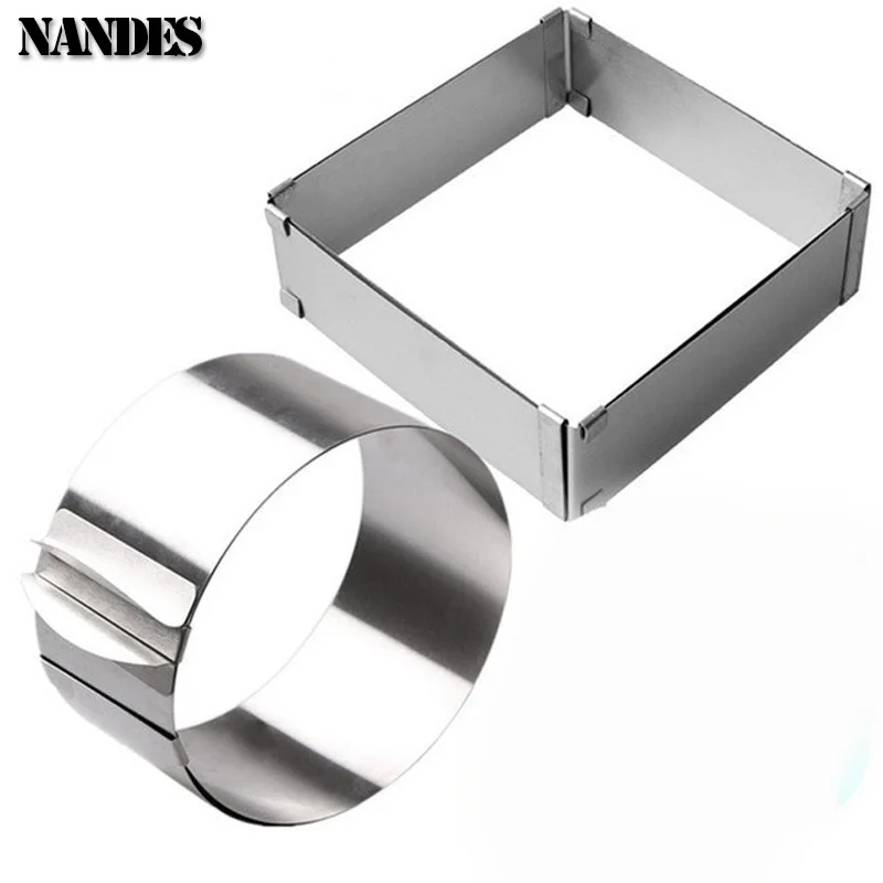 Round Square Adjustable Mousse Ring Stainless Steel Cake 3D Baking Mould Kitchen Dessert Decorating Tools thumbnail 2