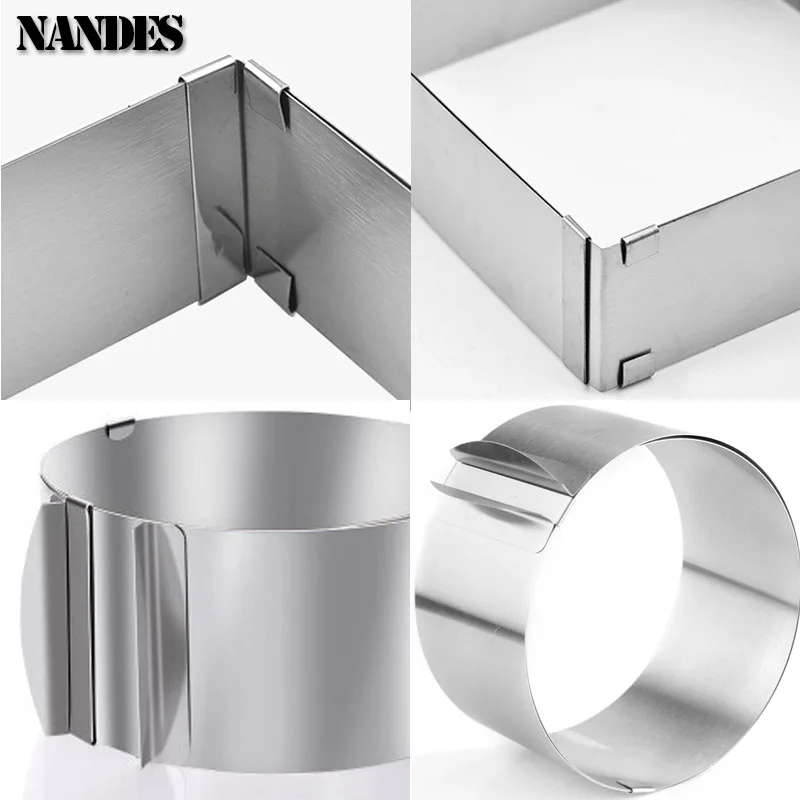 Round Square Adjustable Mousse Ring Stainless Steel Cake 3D Baking Mould Kitchen Dessert Decorating Tools thumbnail 5