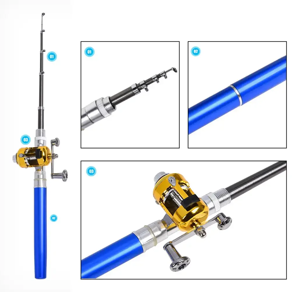 1/1.2/1.4/1.6M Portable Pocket Telescopic Mini Fishing Pole Pen Shape Folded Fishing Rod Without Reel Wheel thumbnail 5