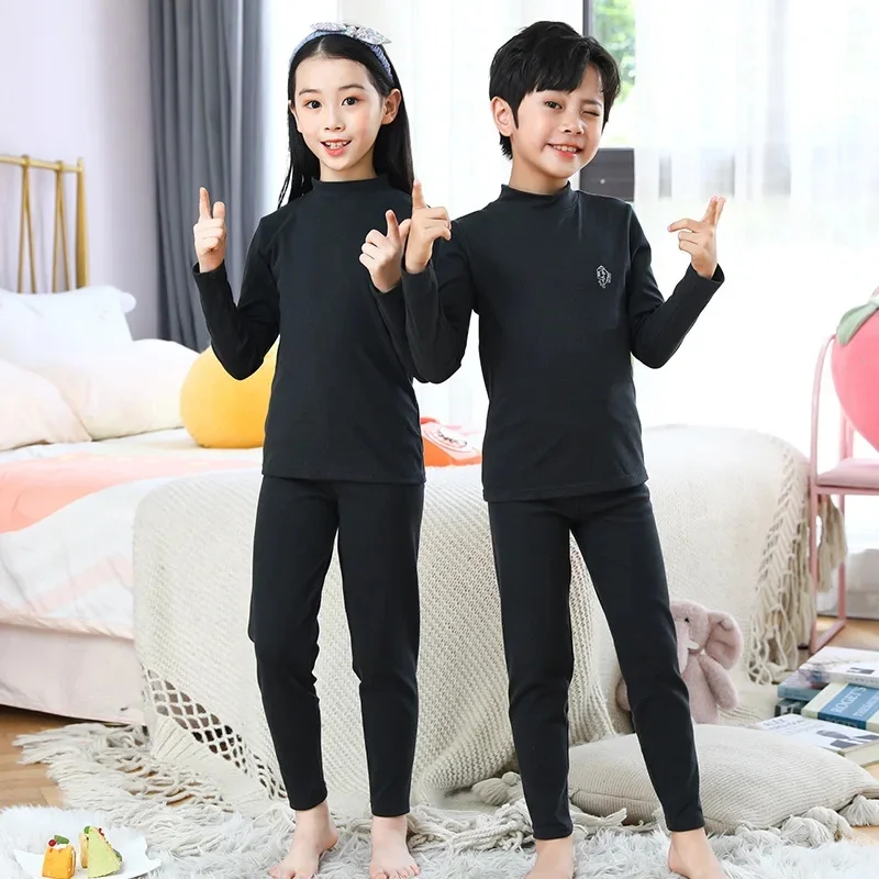 Boy Girl Thermal Sleepwear Sets Kids Autumn Winter Underwear Suit Children Pajama+Pants 2Pcs Teenager No Trace Homewear Clothes thumbnail 3