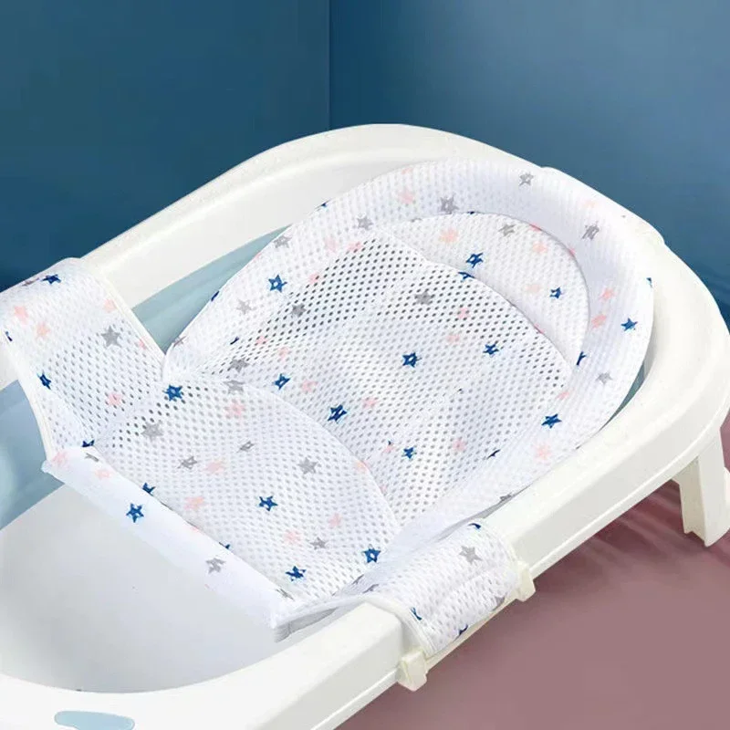 Baby Bath Net Mat Children  Newborn Adjustable Bathtub Pillow Seat Cushion Cross-shaped Anti-slip Bathtub Shower Cradle Bed Seat thumbnail 2