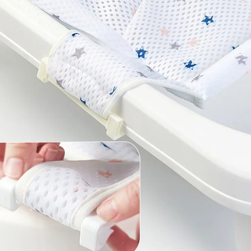 Baby Bath Net Mat Children  Newborn Adjustable Bathtub Pillow Seat Cushion Cross-shaped Anti-slip Bathtub Shower Cradle Bed Seat thumbnail 6