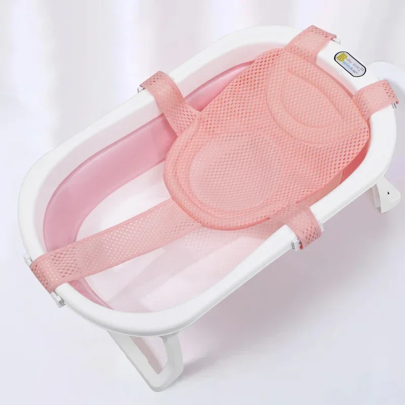 Baby Bath Net Mat Children  Newborn Adjustable Bathtub Pillow Seat Cushion Cross-shaped Anti-slip Bathtub Shower Cradle Bed Seat thumbnail 4