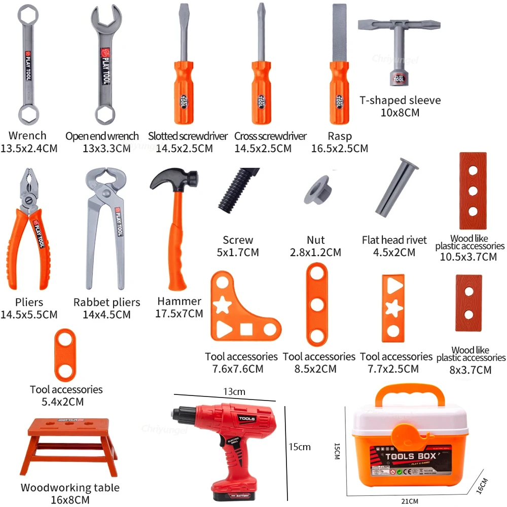 38/42 PCS Pretend Tools Kit Kids Play Repair Tool Set Plastic Construction Toys with Screwdrivers for Toddler Boys Girls Child thumbnail 5
