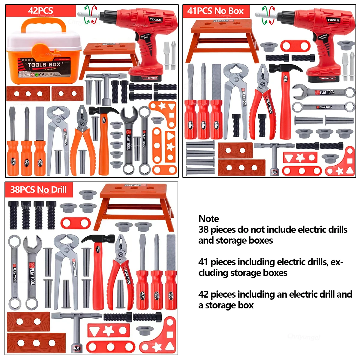38/42 PCS Pretend Tools Kit Kids Play Repair Tool Set Plastic Construction Toys with Screwdrivers for Toddler Boys Girls Child thumbnail 6