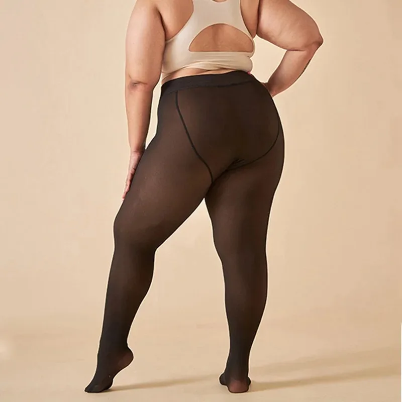Warm Winter Women Pantyhose Thick Thermal Fleece Leggings Tights Sexy Black Translucent Slim High Waist Elastic Plus Size Tights thumbnail 3