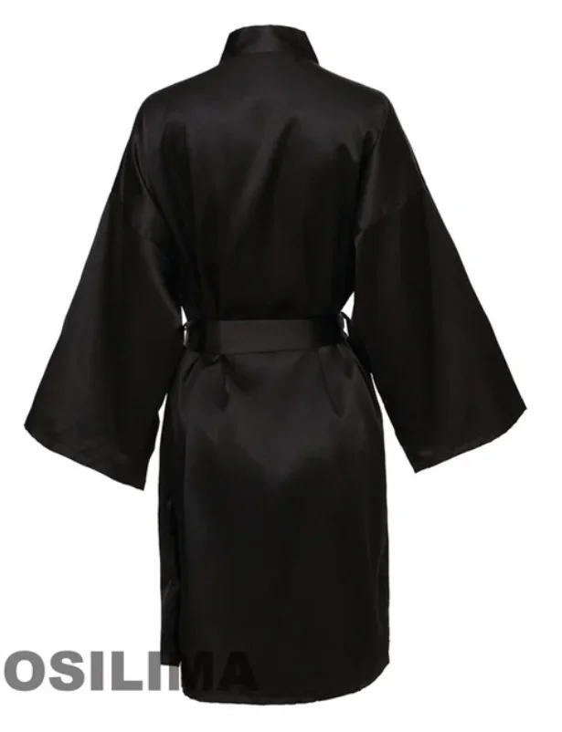 Wedding Party Team Bride Robe With Black Letters Kimono Satin Pajamas Bridesmaid Bathrobe SP2000 thumbnail 2