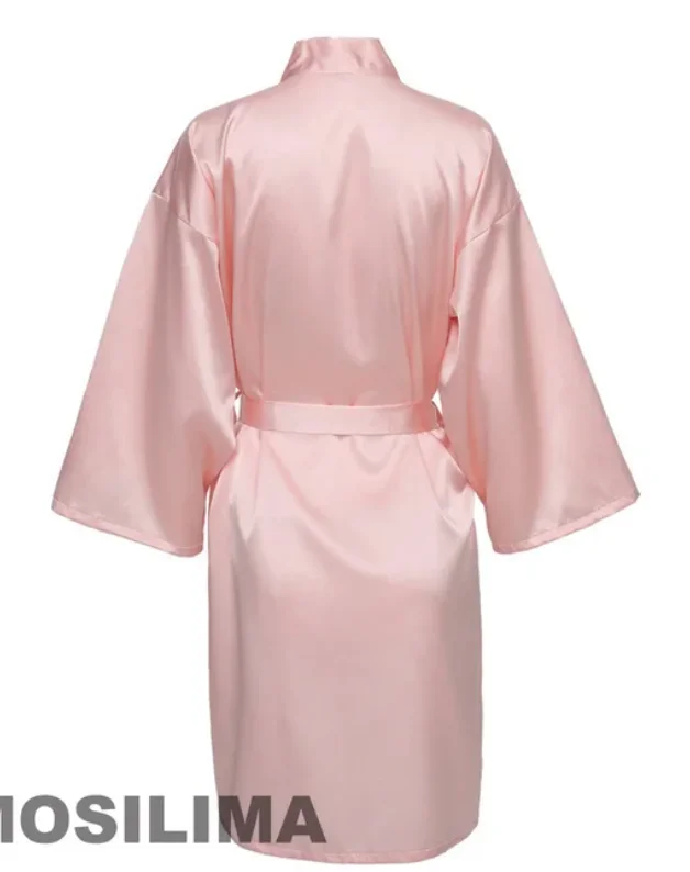 Wedding Party Team Bride Robe With Black Letters Kimono Satin Pajamas Bridesmaid Bathrobe SP2000 thumbnail 4