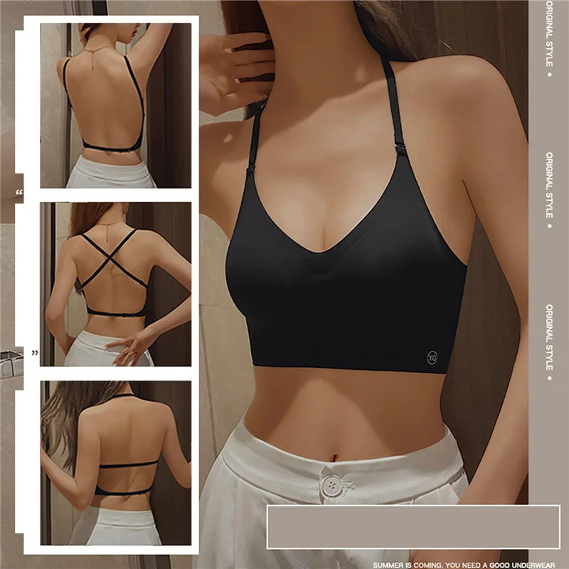 2024 Invisible Push Up Bra Backless Sexy Women Bras Low Cut Plunge Brassiere Open Back Wedding Underwear Seamless Lingerie thumbnail 2