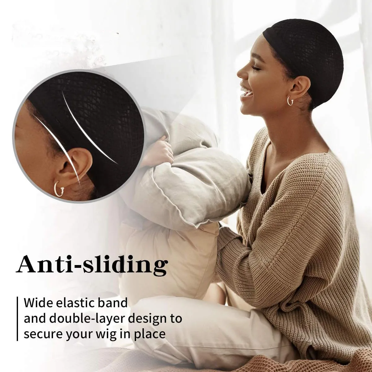 2PCS Black/Skin Color Mesh Net Wig Caps Liner Weaving Caps for Wigs Elastic Hair Net Open or Close End Fishnet Wig Caps Average thumbnail 6