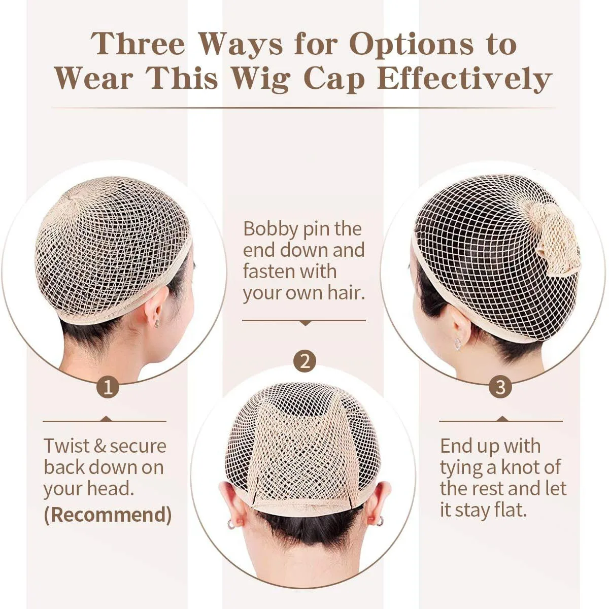 2PCS Black/Skin Color Mesh Net Wig Caps Liner Weaving Caps for Wigs Elastic Hair Net Open or Close End Fishnet Wig Caps Average thumbnail 4