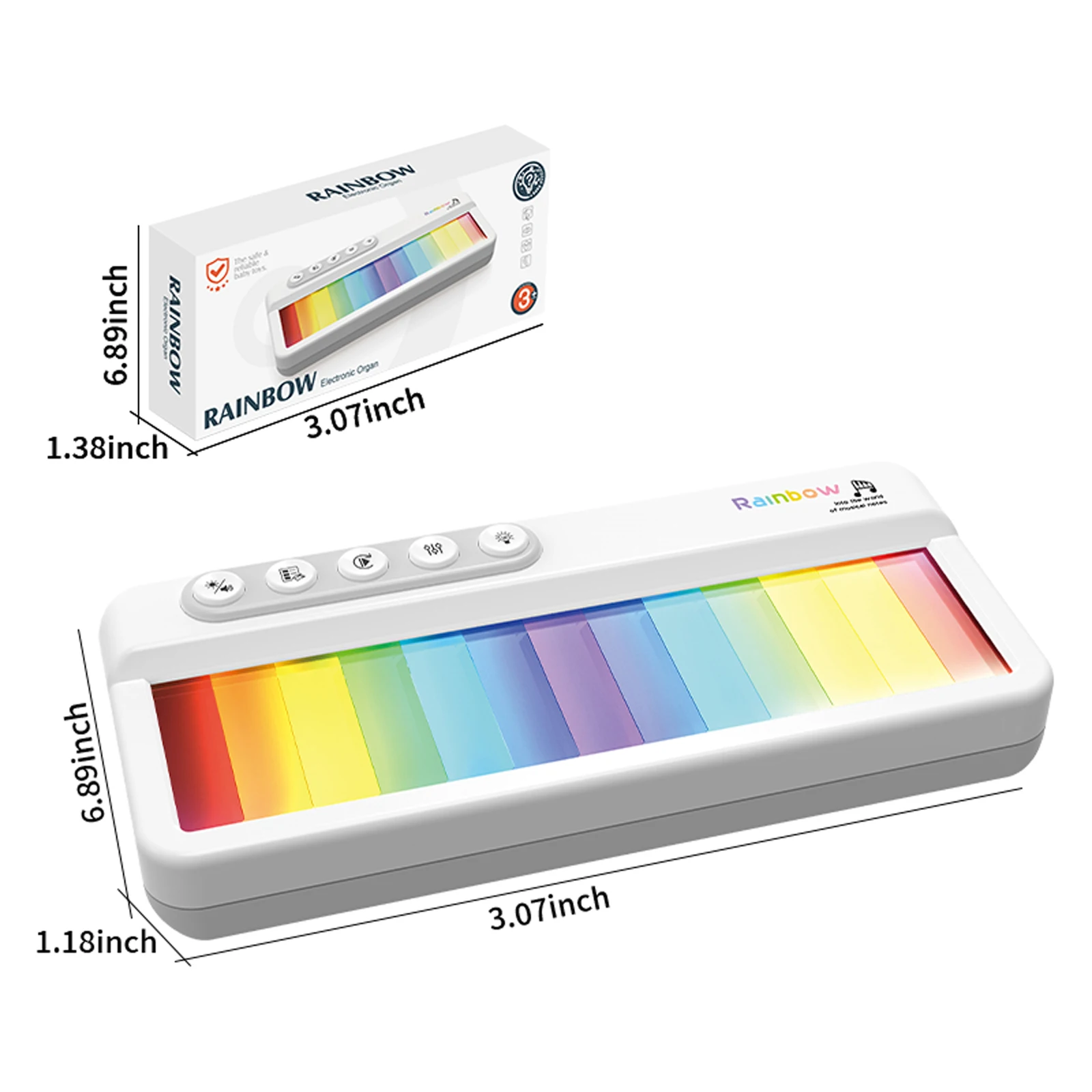 Rainbow Flashing Piano Toys Electronic Music Toys with 5 Instruments 13 Melody Portable Keyboard Toys Educational Toys for Kids thumbnail 6