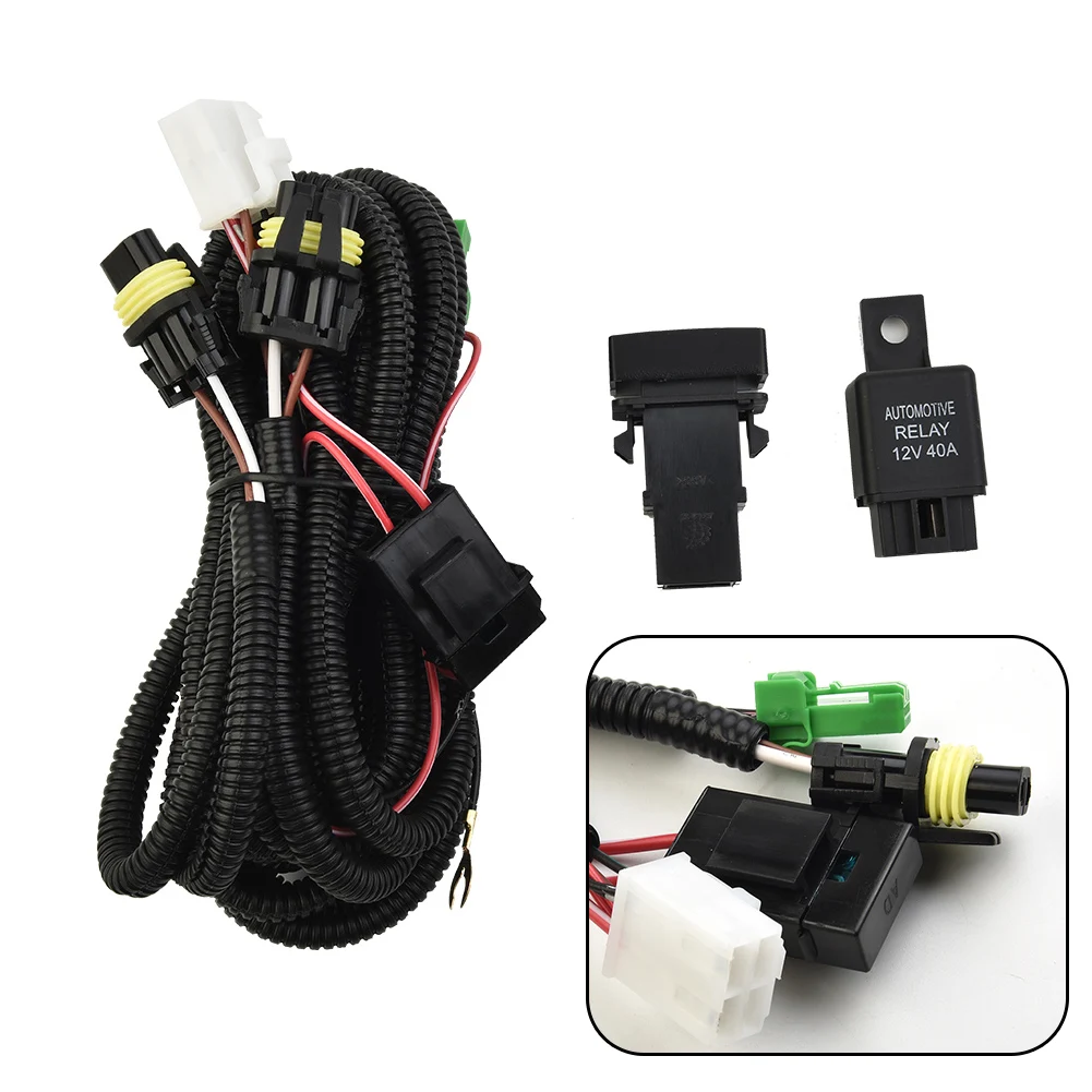 H11 Fog Light Wiring Harness Socket With LED Indicator Switch Automotive Relay For Ford For Nissan For Infiniti For Jaguar