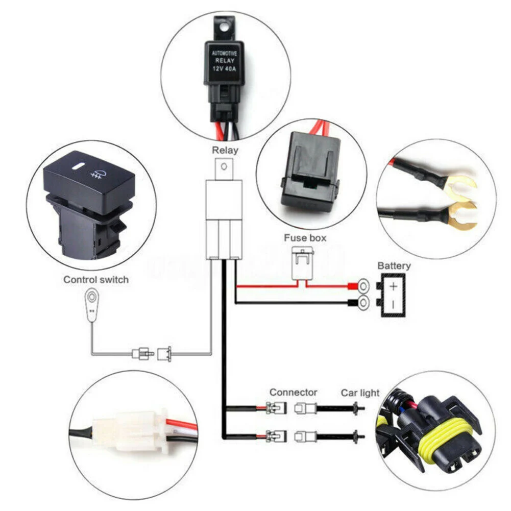 H11 Fog Light Wiring Harness Socket With LED Indicator Switch Automotive Relay For Ford For Nissan For Infiniti For Jaguar thumbnail 4
