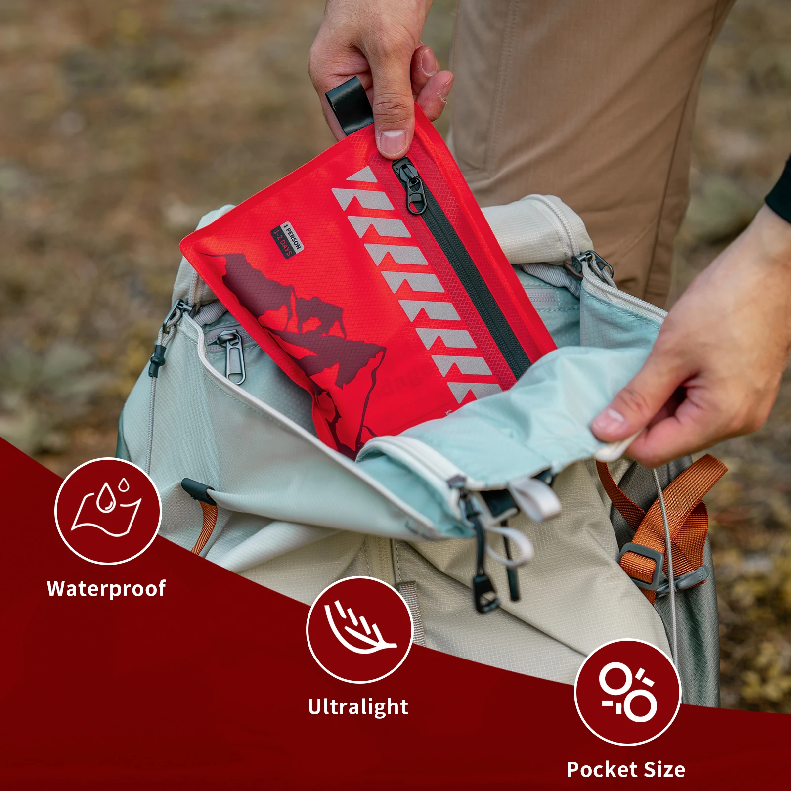 Rhino Rescue Small First Aid Kit - Ultralight Waterproof Medical Kit for Hiking Backpacking Cycling Travel Vehicles thumbnail 4