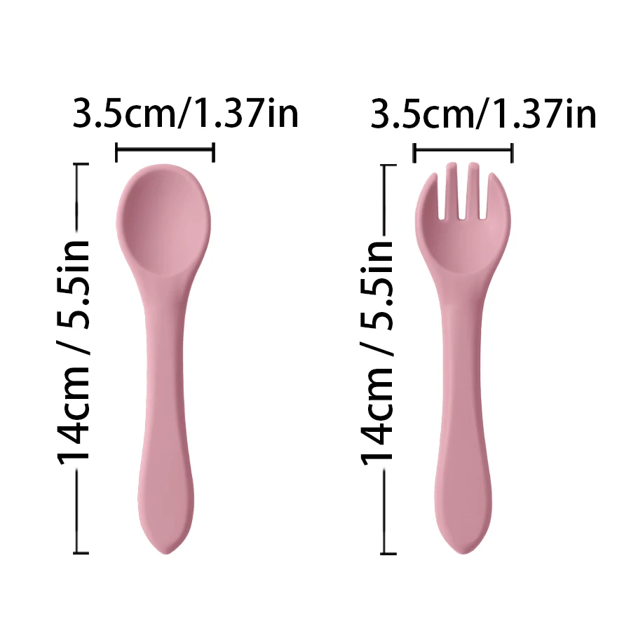 2PCS BPA Free Soft Silicone Spoon Fork Feeding Set Baby Feeding Solid Food Spoon Toddlers Cutlery For Children Tableware thumbnail 5