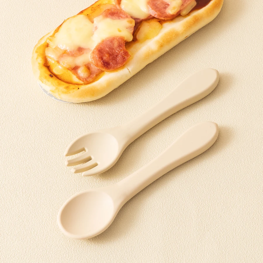 2PCS BPA Free Soft Silicone Spoon Fork Feeding Set Baby Feeding Solid Food Spoon Toddlers Cutlery For Children Tableware thumbnail 3