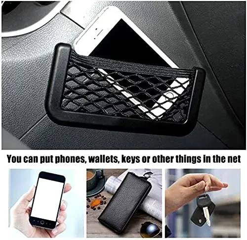 Mesh Car Storage Organizer Holder, Net Storage Bag Stick Pocket for Seat Side Back Door Universal Auto Car Interior Accessories thumbnail 4