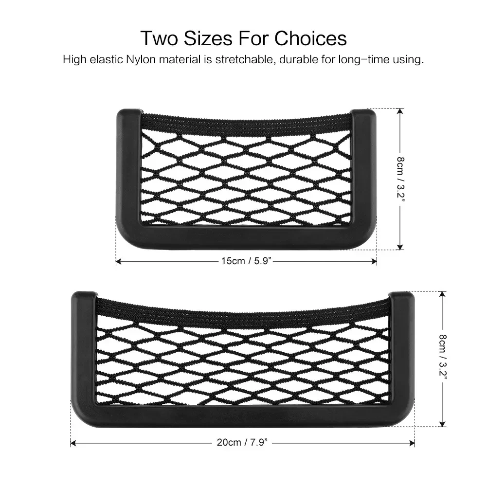 Mesh Car Storage Organizer Holder, Net Storage Bag Stick Pocket for Seat Side Back Door Universal Auto Car Interior Accessories thumbnail 6