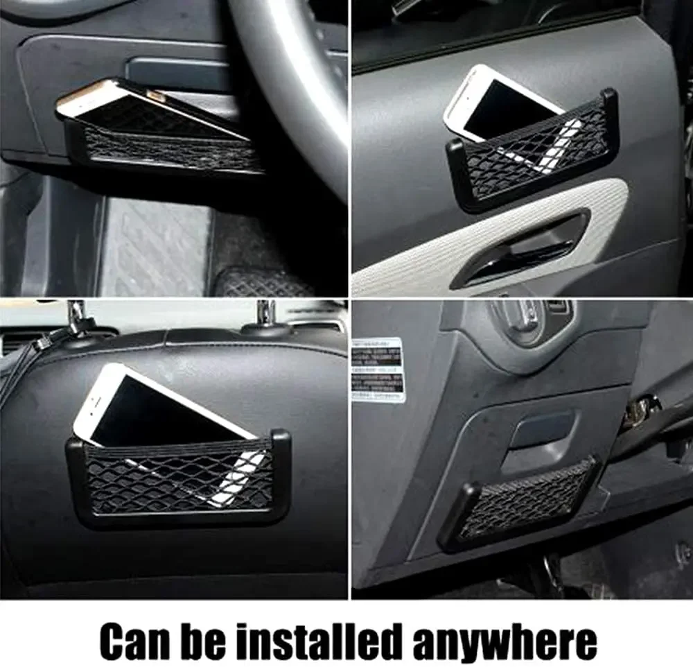 Mesh Car Storage Organizer Holder, Net Storage Bag Stick Pocket for Seat Side Back Door Universal Auto Car Interior Accessories thumbnail 3