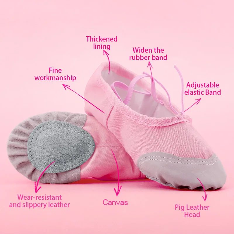 Girls' Drawstring Ballet Shoes Kids Soft Soled Dance Flats Adult Perfessional Dance Shoes Wear Resistant Non-slip Ballerina Shoe thumbnail 6