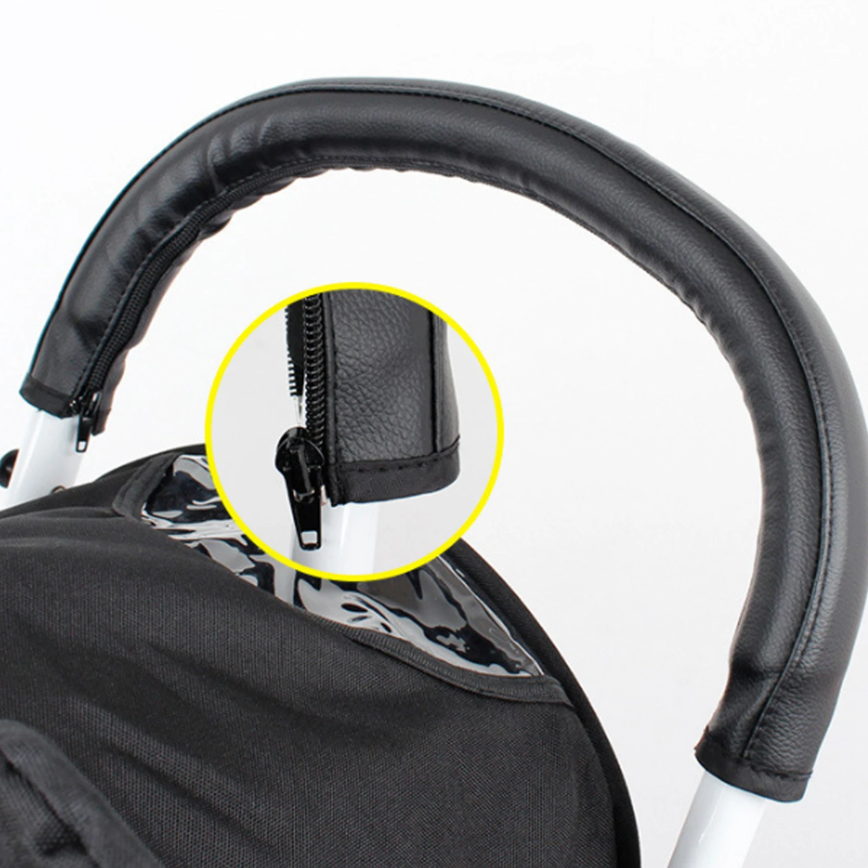 Baby Stroller Leather Handle Covers Trolley Armrest Protective Case Baby Cart Zipper Protector Cover Pushchair Accessories NEW thumbnail 4