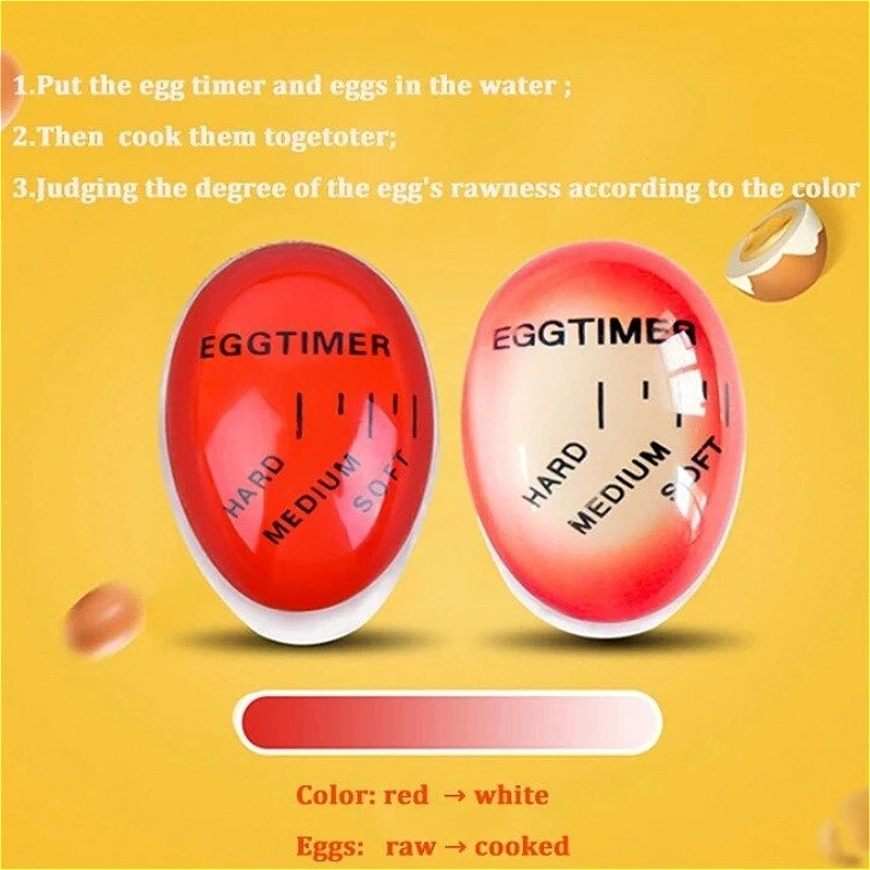 Egg Timer&Alarm Clock for Kitchen - Perfect Soft/Medium/Hard Boiled Eggs Decorative Cooking Tool with 3-Stage Doneness Indicator thumbnail 2