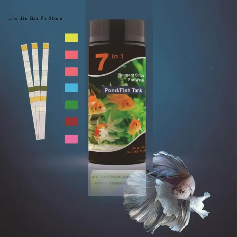 E8BD 50/100PCS 7 in 1 Aquarium Test Strips Fish Tank Test Set Freshwater Saltwater Aquarium Water Test to Detect PH Quality thumbnail 4