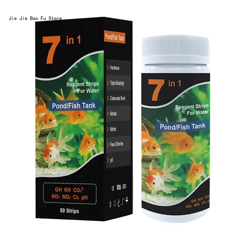 E8BD 50/100PCS 7 in 1 Aquarium Test Strips Fish Tank Test Set Freshwater Saltwater Aquarium Water Test to Detect PH Quality thumbnail 2