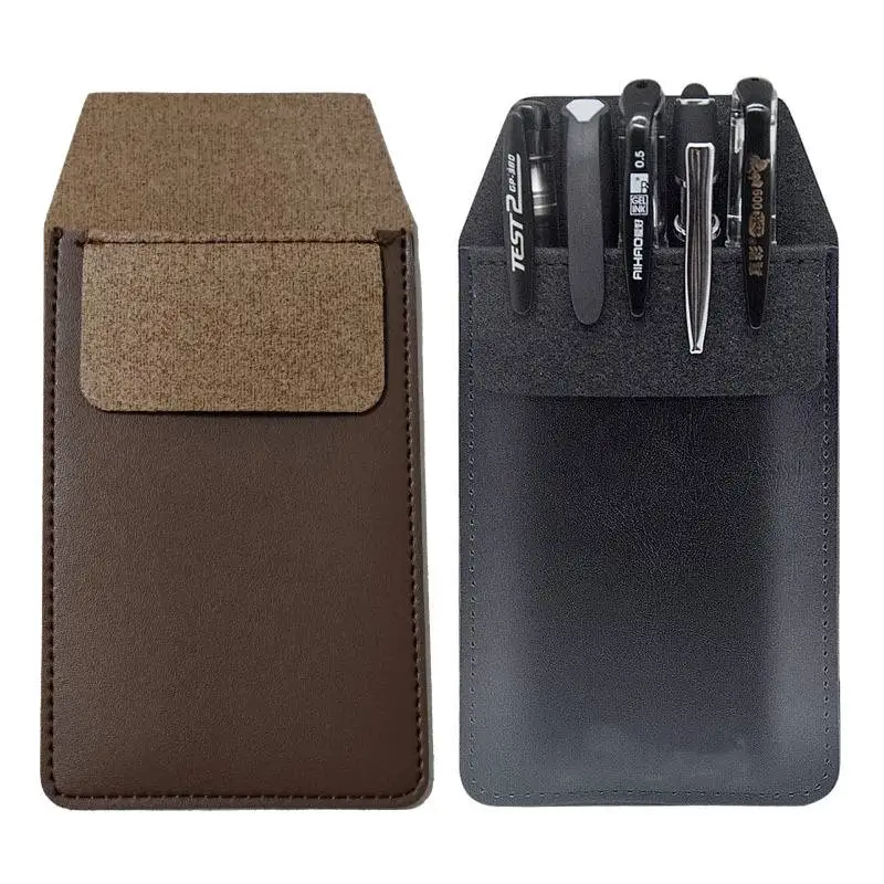 Leather Pen Holder Pens Pocket Protector Pen Holder Organizer Pouch Pen Sleeve for Shirt Lab Coat Pant Pointer Pencil Notes Card