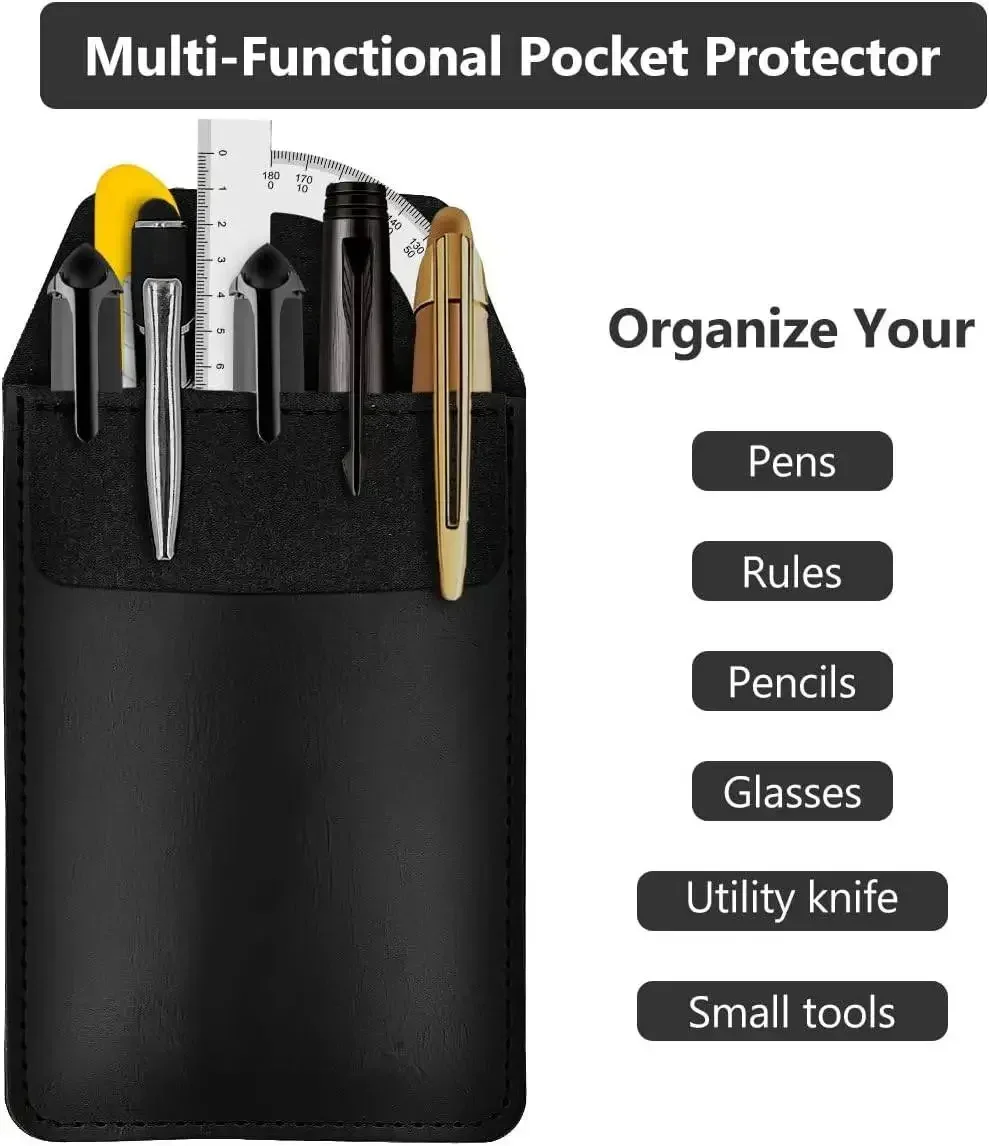 Leather Pen Holder Pens Pocket Protector Pen Holder Organizer Pouch Pen Sleeve for Shirt Lab Coat Pant Pointer Pencil Notes Card thumbnail 5
