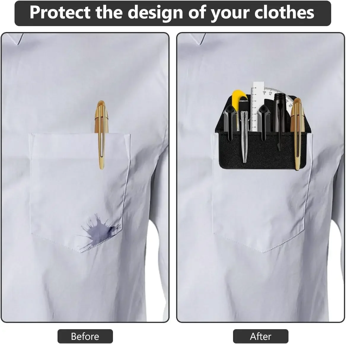 Pocket Protector Leather Pen Pouch Holder Organizer Handmade Pencil Pocket Holder for Lab Coat Shirt Note School Office Hospital thumbnail 2