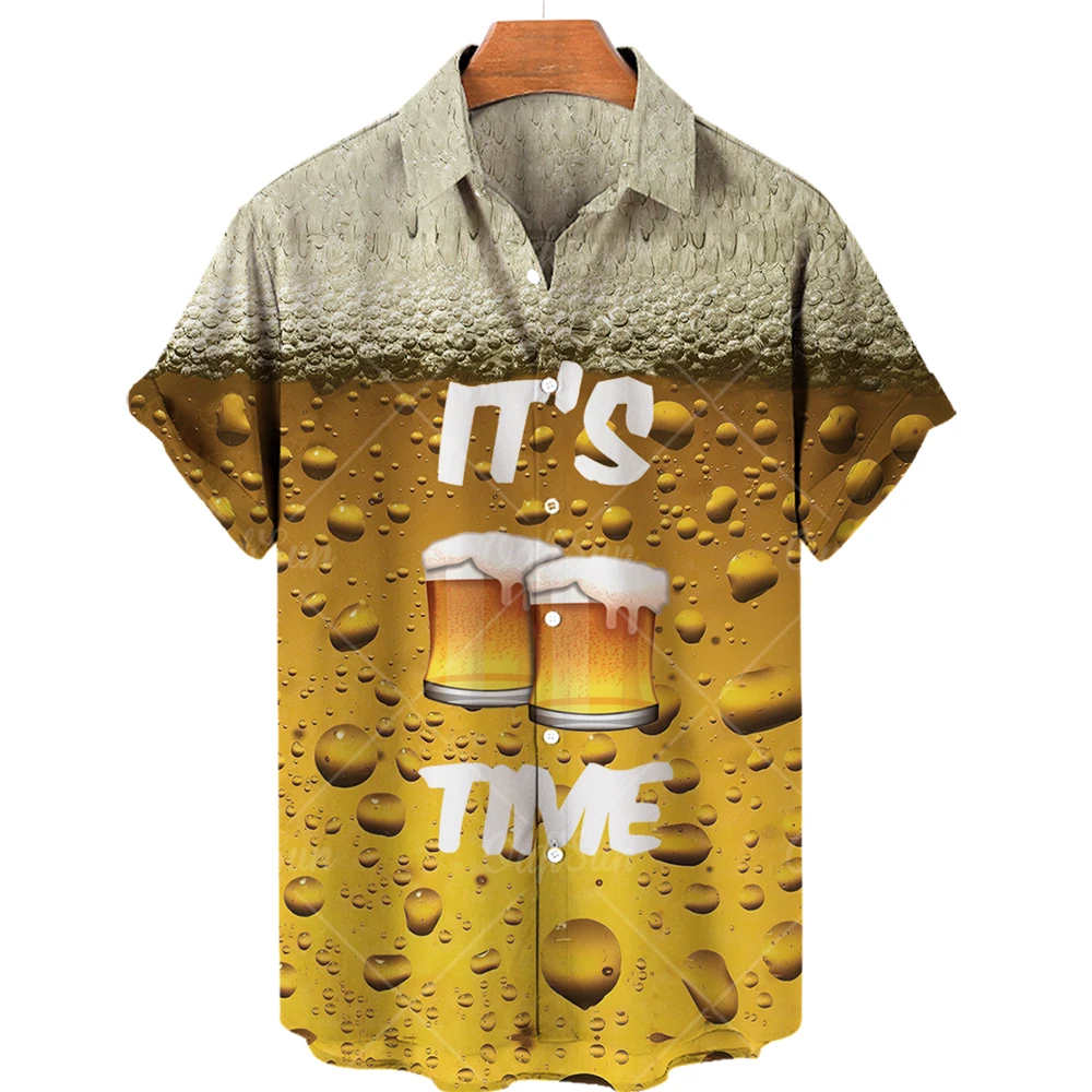 Men's Shirts Beer Shirts For Men Fashion Hawaiian Shirt Casual Vocation Beach Blouses Holiday Blouse Mens Clothing Camisa Summer thumbnail 2