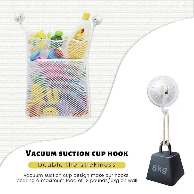 Baby Shower Bath Toys White Baby Kids Toy Storage Mesh with Strong Suction Cups Toy Bag Net Bathroom Organizer for Kids Toddlers thumbnail 3