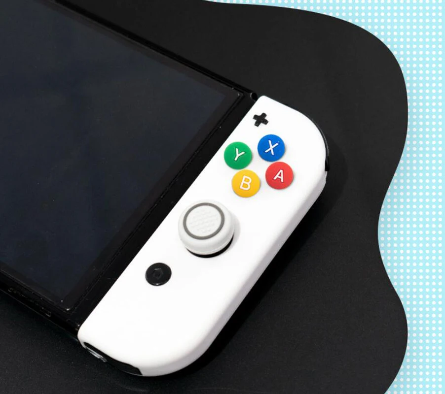 New Design Silicone Soft D-pad Cross Button ABXY Key Sticker Skin Case For Switch Oled NS Joy-con Thumb Stick Grip Cap Cover thumbnail 4