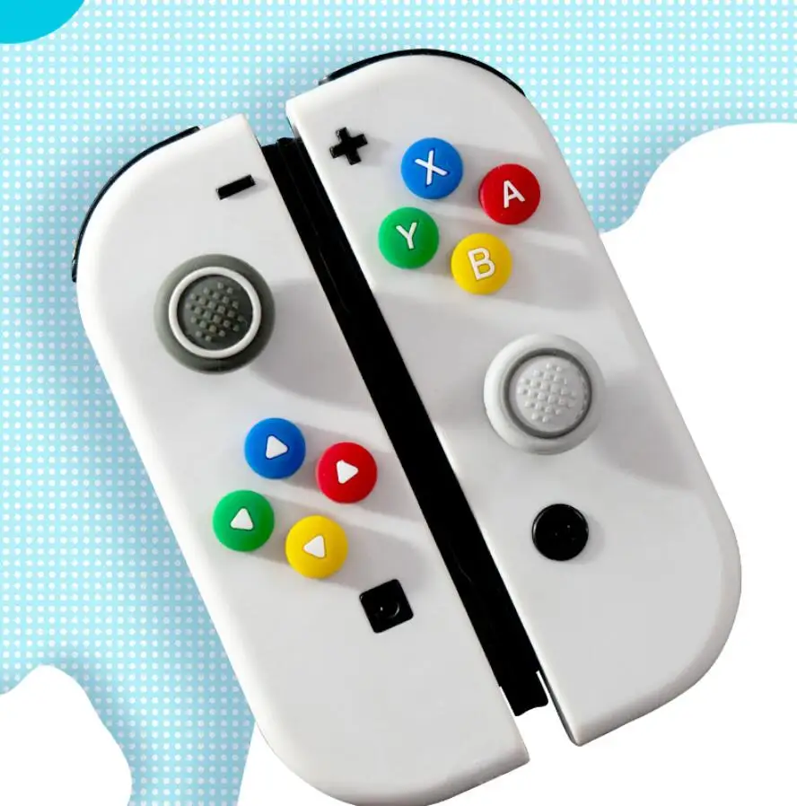 New Design Silicone Soft D-pad Cross Button ABXY Key Sticker Skin Case For Switch Oled NS Joy-con Thumb Stick Grip Cap Cover thumbnail 3