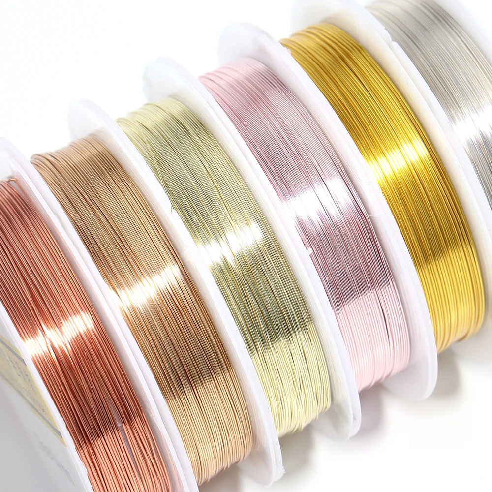 1Roll Gold Color Copper Wire 0.2/0.3/0.4/0.5/0.6/0.7/0.8/1.0mm Beading Cord Wire DIY For Beads Jewelry Making Accessories thumbnail 6