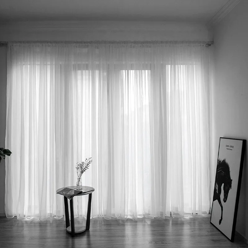 100x200cm 1PC Solid Color Sheer Curtain For Living Room Window String Curtains Bedroom Drape Panel Tulle Treatments thumbnail 2