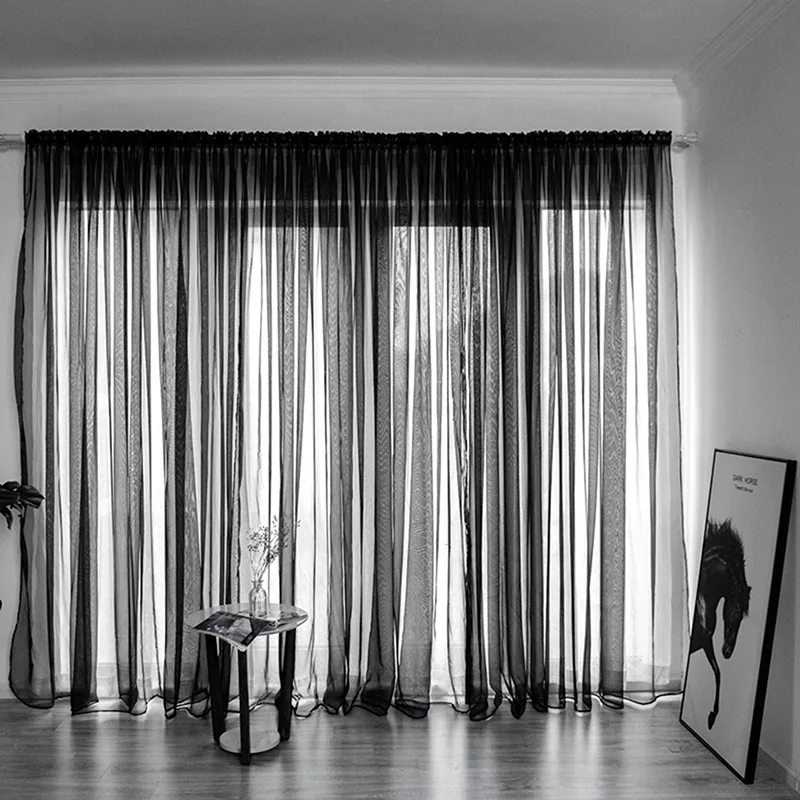 100x200cm 1PC Solid Color Sheer Curtain For Living Room Window String Curtains Bedroom Drape Panel Tulle Treatments thumbnail 4