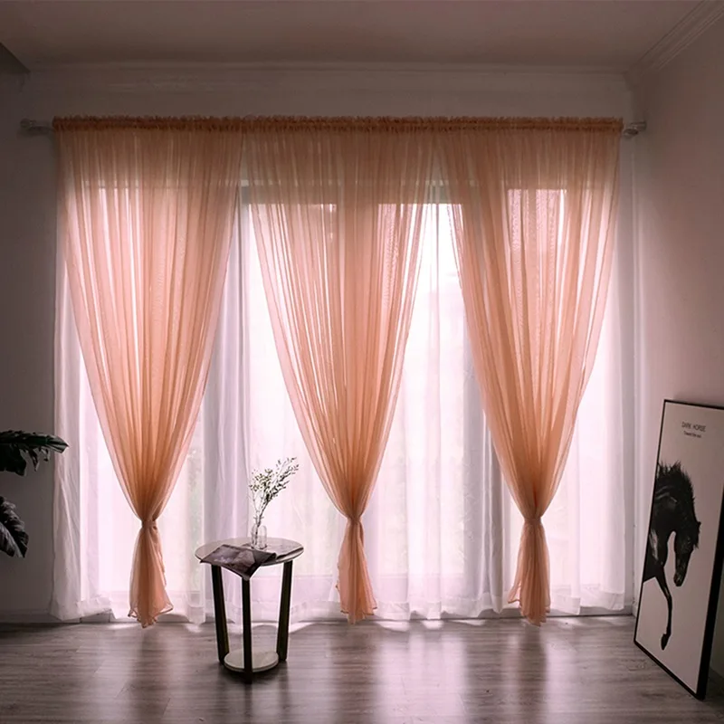100x200cm 1PC Solid Color Sheer Curtain For Living Room Window String Curtains Bedroom Drape Panel Tulle Treatments thumbnail 6