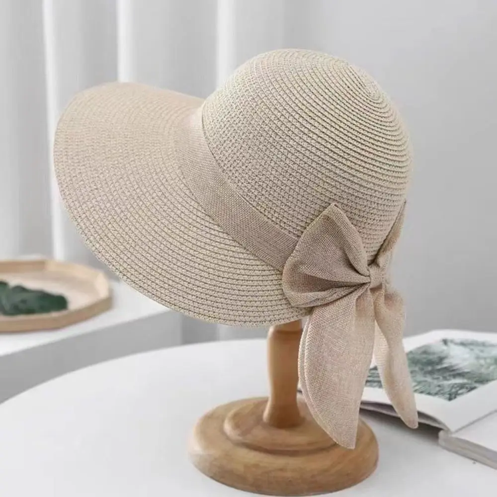 Summer Hats For Women Sun Hat Beach Cap Ladies Bowknot Panama Cap Lady Casual Bucket Hat For Women Straw Hat thumbnail 4